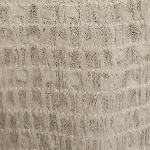 Apricot White Smocked Blouse with Sheer Sleeves - Picture 4 of 5